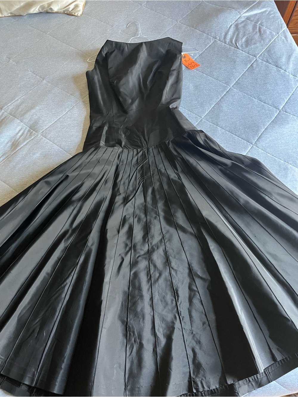 Look At The Bow on the Back. Vintage Elegant Black Pleated Fit-and-Flare Dress